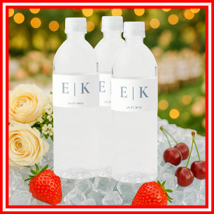 Rótulo Para Garrafa D'água Casamento de Dusty Blue Monograma