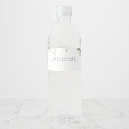 Rótulo Para Garrafa D'água Casamento de Evento de Hydrangea Azul Chic