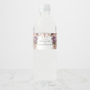 Rótulo Para Garrafa D'água Casamento Floral Arqueado Elegante Vintage Nouveau