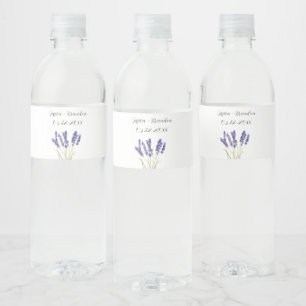Rótulo Para Garrafa D'água Casamento Floral de Flor de lavanda Purple Waterco