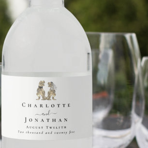 Rótulo Para Garrafa D'água Casamento Temático de Dinossauros Personalizado