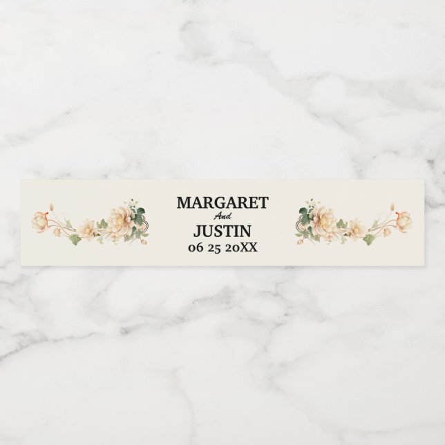 Rótulo Para Garrafa D'água Casamento vintage Lotus Flower (Rótulo Único)