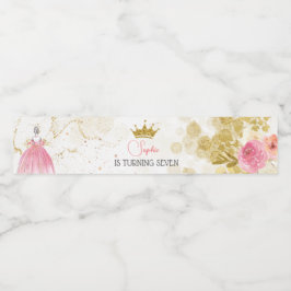 Rótulo Para Garrafa D'água Celebração real aniversário da princesa rosa