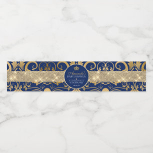 Rótulo Para Garrafa D'água Chá de Bebê do Príncipe Real Elegante