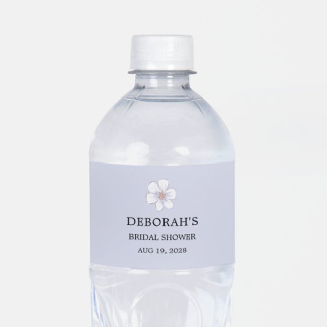 Rótulo Para Garrafa D'água Chá de Bebê Floral Lilás (Criador carregado)