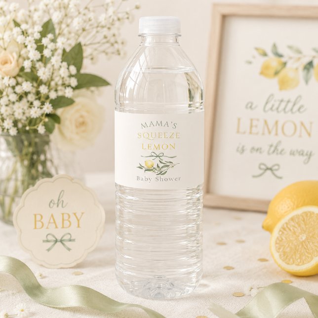 Rótulo Para Garrafa D'água Chá de Bebê Mama's Squeeze Limão Cítrico (Mama's Squeeze Lemon Citrus Baby Shower Water Bottle Label)