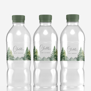 Rótulo Para Garrafa D'água Chá de fraldas do Urso da Floresta de inverno