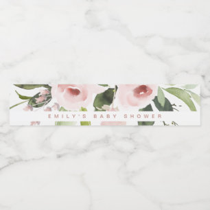 RÓTULO PARA GARRAFA D'ÁGUA CHÁ DE FRALDAS FLORAL DE PINCO BRANCO DE LAVAGEM S