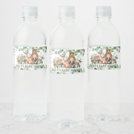 Rótulo Para Garrafa D'água Chá de fraldas Rustic Chic Greenerescer Woodland