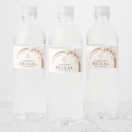 Rótulo Para Garrafa D'água Chá de Noiva Arco Moderno Floral Aquarela Boho