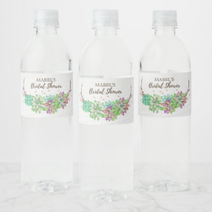 Rótulo Para Garrafa D'água Chá de panela floral do Succulent da hortelã