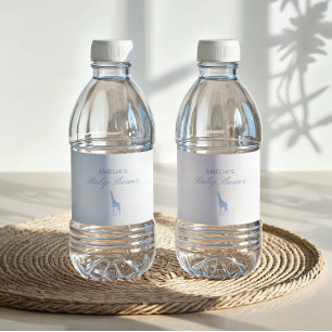 Rótulo Para Garrafa D'água Chuva de Bebê Blue Safari Toile de Jouy