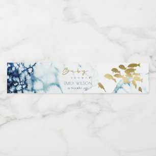 Rótulo Para Garrafa D'água CHUVA DE BEBÊ ELEGANTE Dourado NAVY SUBAQUÁTICO PE