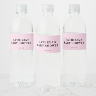 Rótulo Para Garrafa D'água Chuva de Bebê Rosa