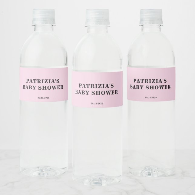 Rótulo Para Garrafa D'água Chuva de Bebê Rosa (Garrafas)