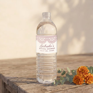 Rótulo Para Garrafa D'água Chuva de Noiva Mexicana Rosa Poenta Viva a Noiva
