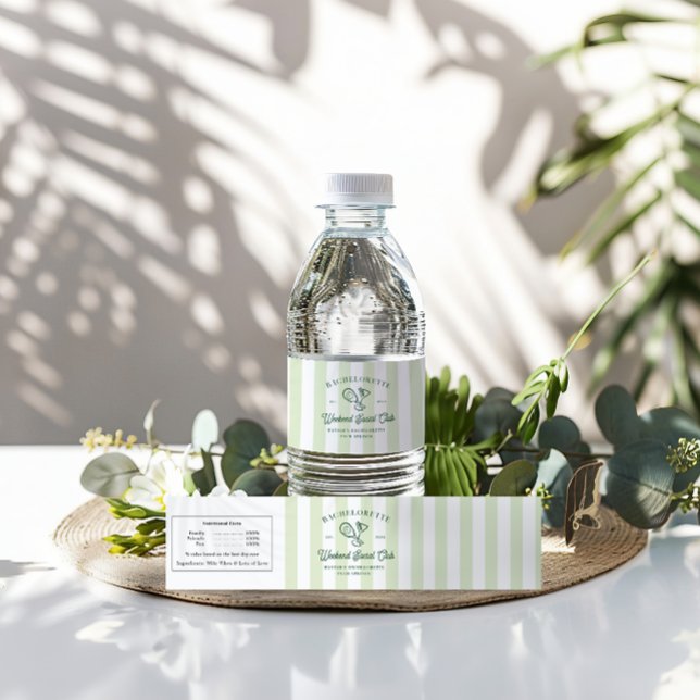 Rótulo Para Garrafa D'água Clube do Campo de Picleball | Bachelorette (Criador carregado)