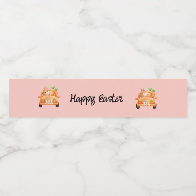 Rótulo Para Garrafa D'água Coelhinho do driver do felz pascoa a rosa (Rótulo Único)