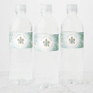 Rótulo Para Garrafa D'água design de tartaruga-do-mar