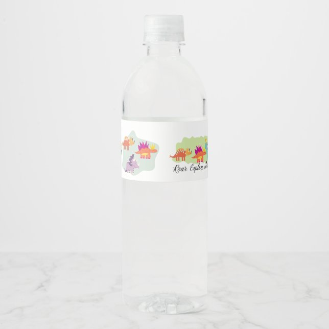 Rótulo Para Garrafa D'água Dinossauro (Frente)