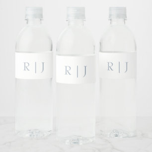 Rótulo Para Garrafa D'água Dusty Blue Monogramas inicia casamento moderno