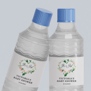 Rótulo Para Garrafa D'água É um Chá de fraldas Rosa Esmagado