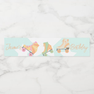 Rótulo Para Garrafa D'água Estrelas de Pastel de Aniversário de Rollerskate