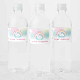 Rótulo Para Garrafa D'água Festa de aniversário Unicorn Piscina Rainbow Unico