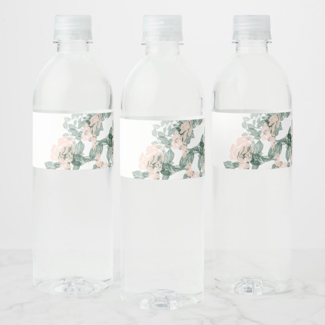 Rótulo Para Garrafa D'água floral verde (Garrafas)