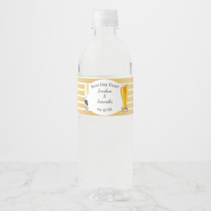 Rótulo Para Garrafa D'água Flores de marinho Douradas Bolhas e Casamento