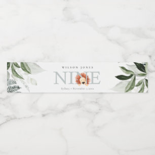 Rótulo Para Garrafa D'água Folhagem de Leão Azul Cuta e Azul 9.º Aniversário