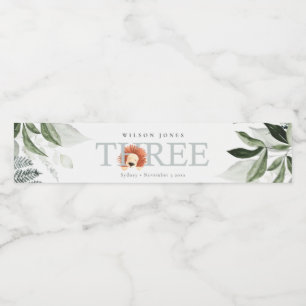 Rótulo Para Garrafa D'água Folhagem de Leão de Boho Cuja 3ª Festa de aniversá