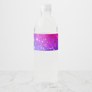 Rótulo Para Garrafa D'água Fundo Azul Cor-de-rosa brilhante
