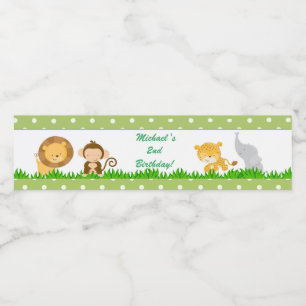 Rótulo Para Garrafa D'água Garrafa de Aniversário da Selva