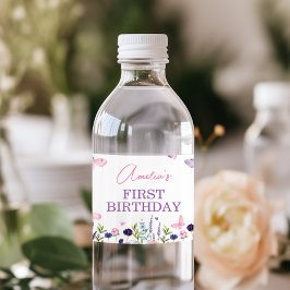 Rótulo Para Garrafa D'água Garrafa de Festa de aniversário de Jardim de Borbo