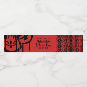 Rótulo Para Garrafa D'água Gótico Lace Chandelier Red Black