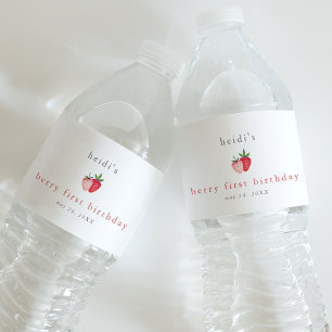 Rótulo Para Garrafa D'água HEIDI Cute Strawberry Girl Berry Primeiro Aniversá