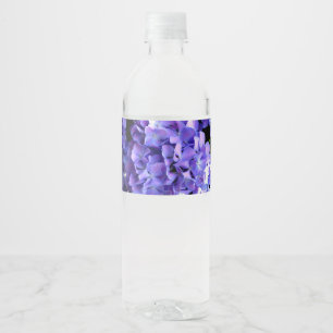 Rótulo Para Garrafa D'água Hortênsias roxas azul flor floral