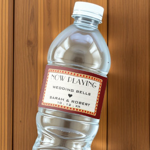 Rótulo Para Garrafa D'água Imagem de Marquee do Cinema Retro Favorito de Casa