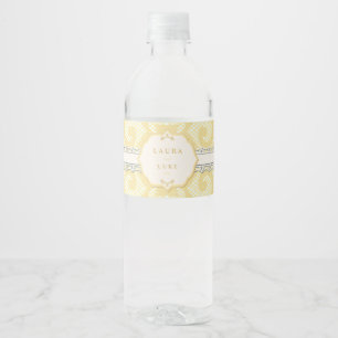 Rótulo Para Garrafa D'água Laço Dourado elegante