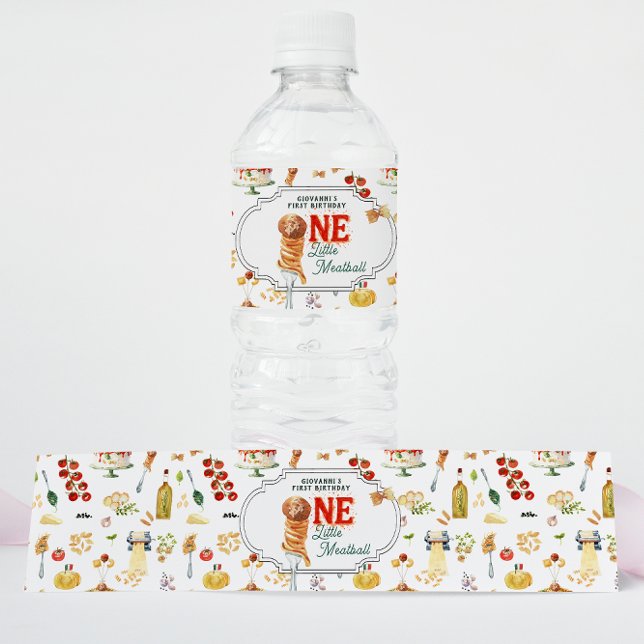 Rótulo Para Garrafa D'água Little Meatball | Holy Ravioli First Birthday (Criador carregado)