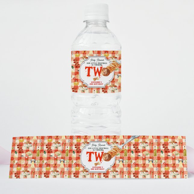 Rótulo Para Garrafa D'água Little Meatball | Holy Ravioli Second Birthday (Criador carregado)