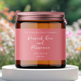 Rótulo Para Garrafa D'água Minimalist Pink Waterproof Cosmetics Jar Label