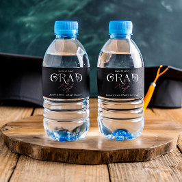 Rótulo Para Garrafa D'água Minimalista negro moderno | FESTA DE FORMATURA