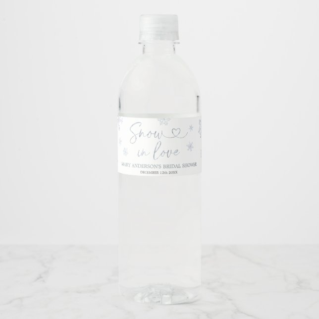 Rótulo Para Garrafa D'água Neve de Inverno no Chuveirinho de Noiva Snowflake (Frente)