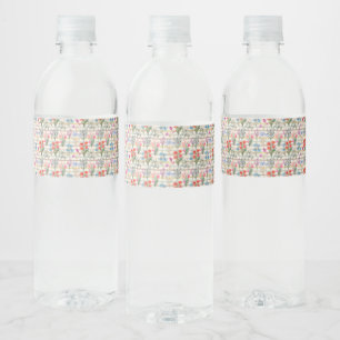 Rótulo Para Garrafa D'água Padrão Moderno de Flor de Cores de Água