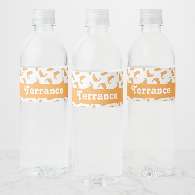 Rótulo Para Garrafa D'água Peixes de truta laranja na cinza (Garrafas)