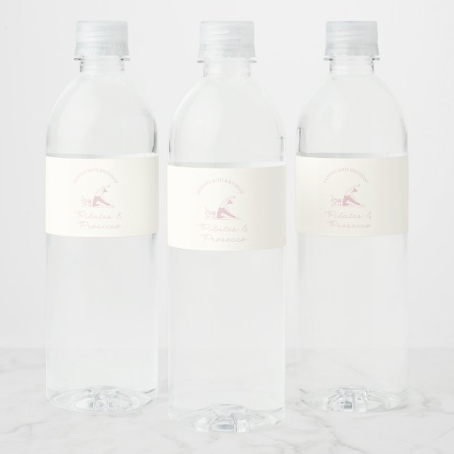 Rótulo Para Garrafa D'água pilates e prosecco de aniversário de qualquer idad (Garrafas)