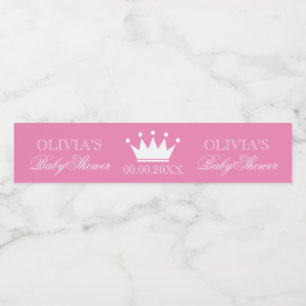 Rótulo Para Garrafa D'água Princesa rosa coroa moça moças chá de fraldas pers