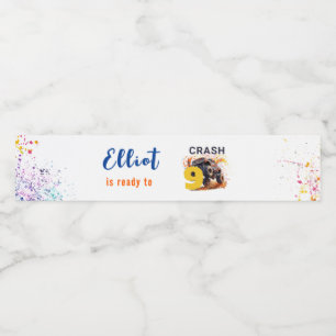 Rótulo Para Garrafa D'água Prontos para o aniversário de um caminhão monstro